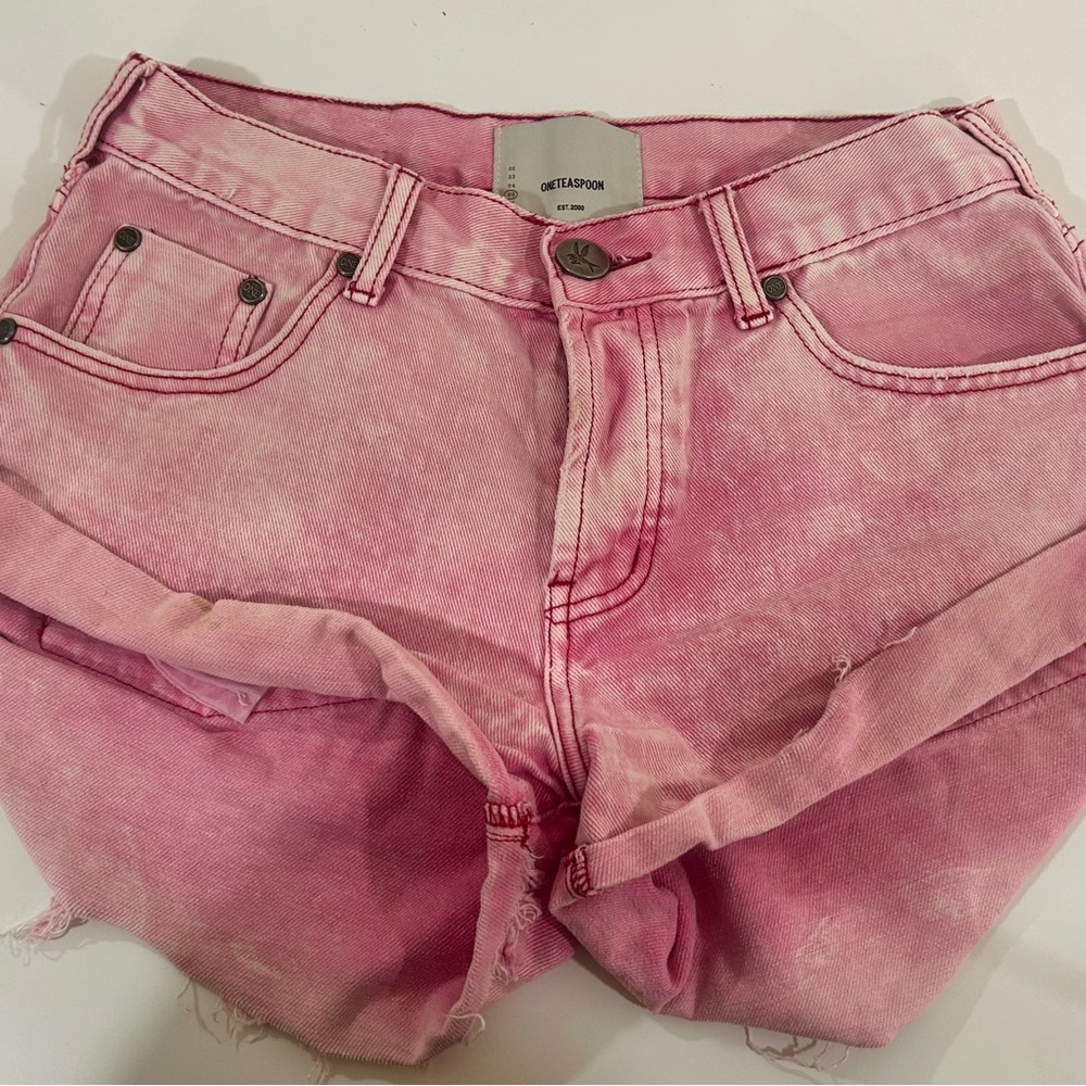One Teaspoon Vibrant Pink Denim Shorts